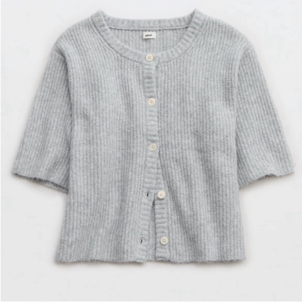 Aerie short sleeve cardigan size XXL in grey